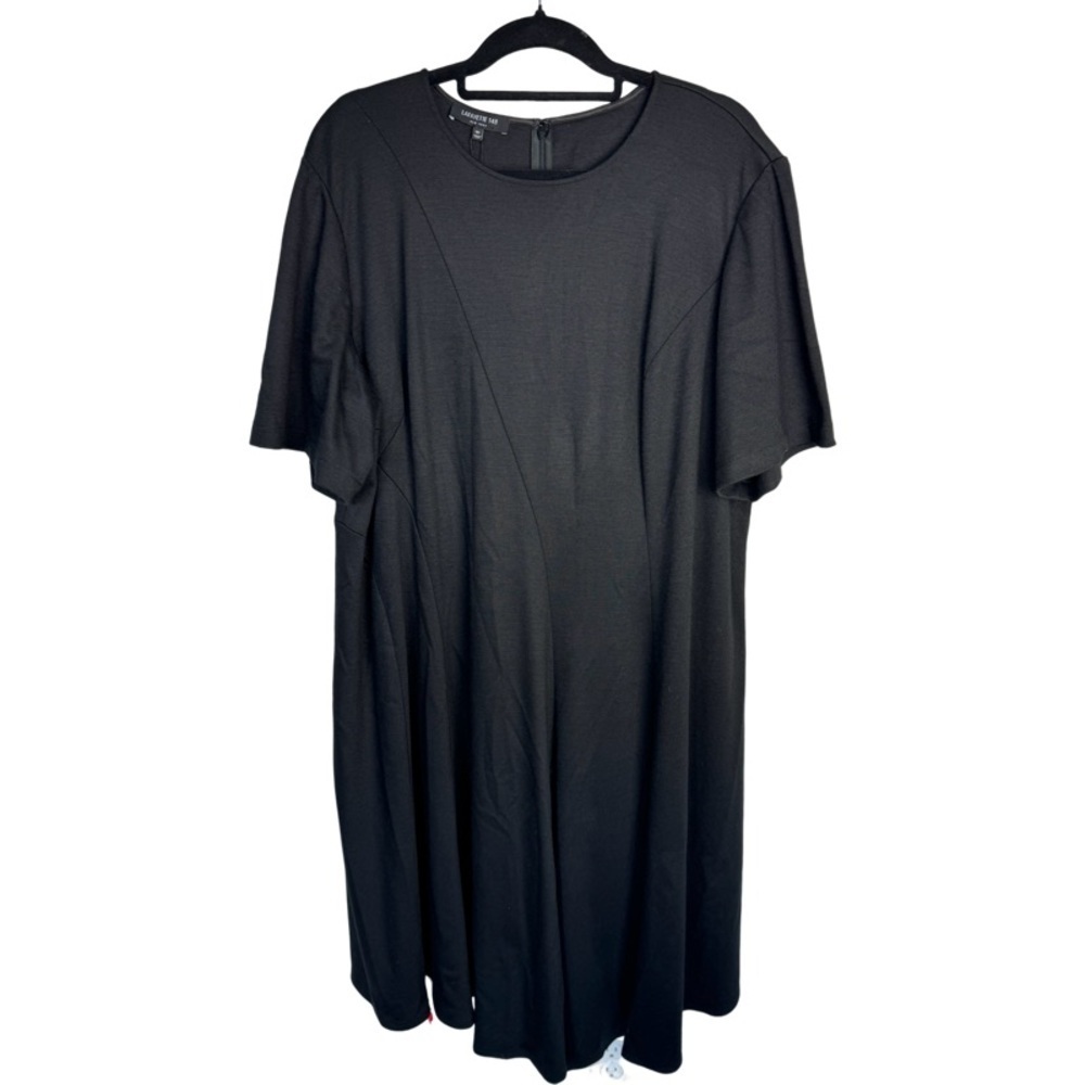 NWT Lafayette 148 black wool midi short sleeve dress size 3X - Picture 1 of 14